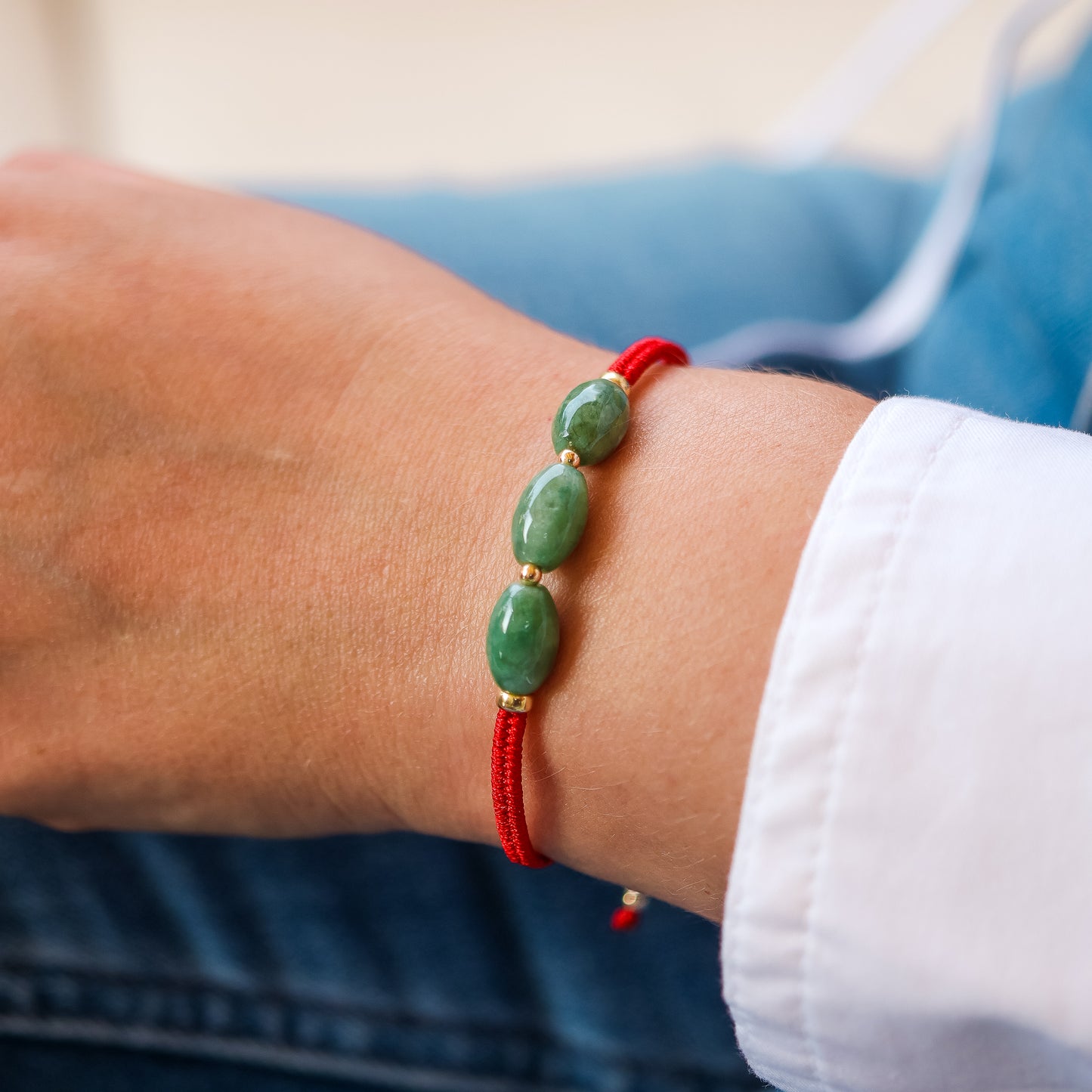 PULSERA TEJIDA GIORGIA JADE OVAL