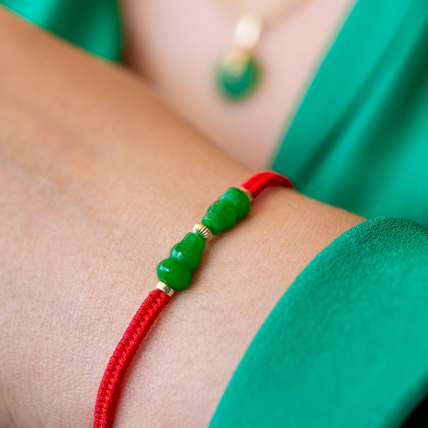PULSERA TEJIDA JADE CALABAZA DUAL