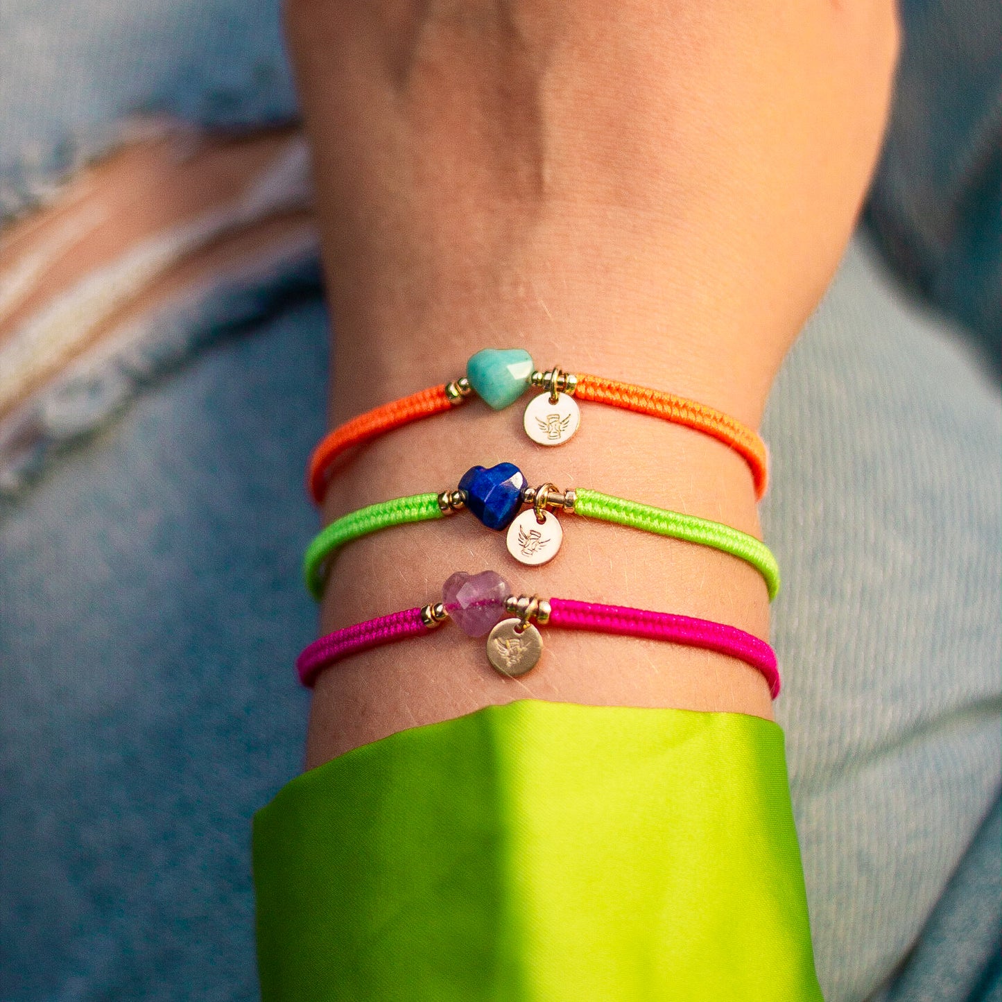 PULSERA VOLARE CORAZÓN AMAZONITA