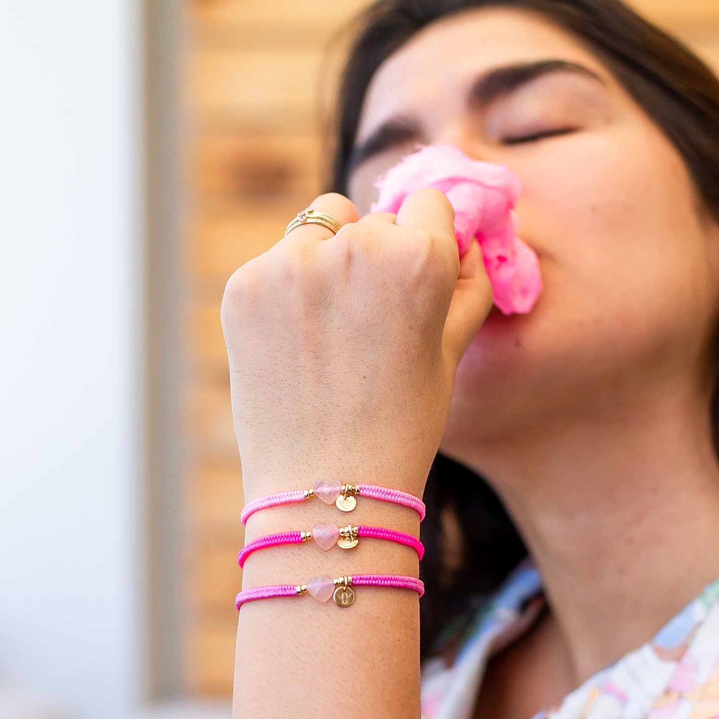 PULSERA VOLARE CORAZON CUARZO ROSA