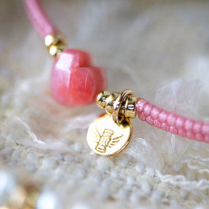 PULSERA VOLARE CORAZÓN OPALO ROSADO