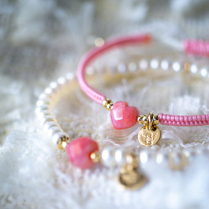 PULSERA VOLARE CORAZÓN OPALO ROSADO